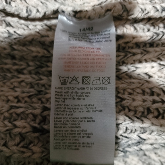 EUC Beige & Black Chunky Knit Collared Long Sleeve Pullover Sweater SIZE MEDIUM - Picture 8 of 8